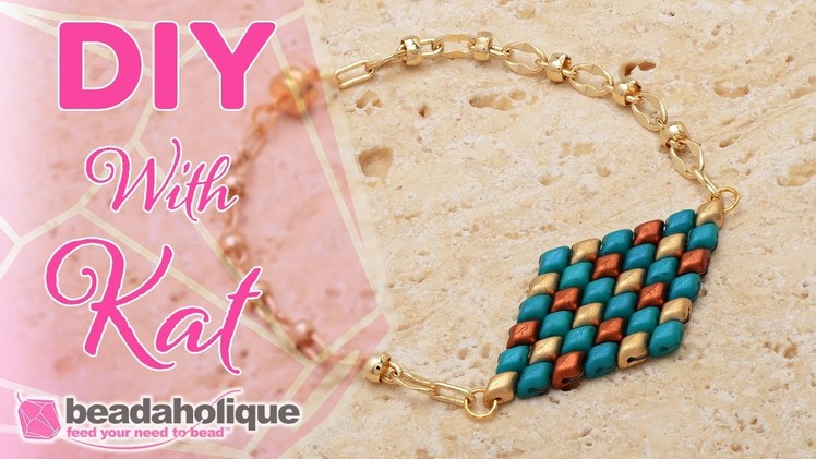 How to Add a Mini GemDuo Bead Woven Focal to a Chain Bracelet