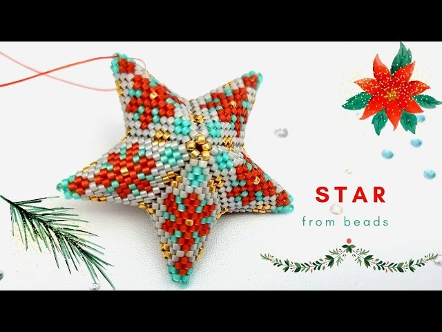 How to make a 3D beaded star ⭐l 3D Peyote star tutorial (free pattern) l Christmas beading tutorial????