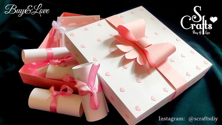 How to make Gift Box with paper bow | Handmade gift ideas | diy Birthday gifts | S Crafts