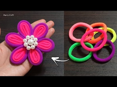 Beautiful Hair Band Flower Making Idea - Hair Band Embroidery Flowers - Rubber Band Flower Making