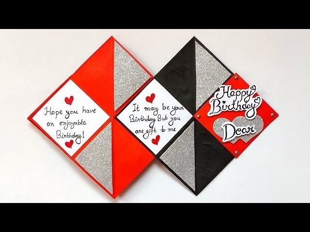 Beautiful Handmade Birthday greeting card. How to make Birthday card at home. DIY Birthday cards