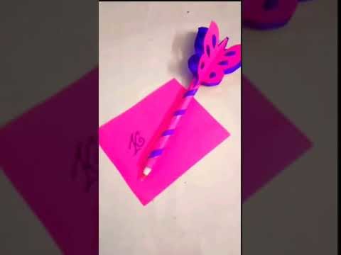 Butterfly Pen Decoration idea ???? | DIY Origami  Paper Craft #shorts  #youtubeshorts