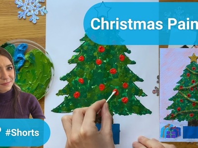 Christmas Tree Finger Painting Activity #Shorts