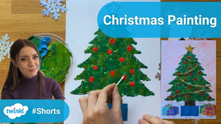 Christmas Tree Finger Painting Activity #Shorts