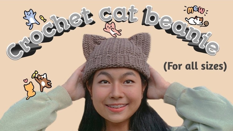 Crochet cat beanie (for all sizes)????|​ကြောင်ဦးထုပ်​လေးထိုးကြမယ်????