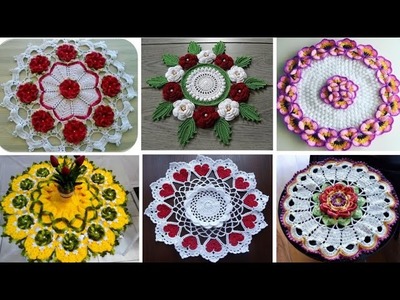 Crochet Round Doilly Pattern.Woolen Rumal design images.Crosia Thalposh Design
