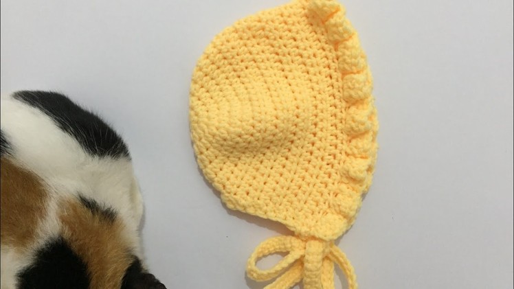 DIY Tutorial Easy Baby Bonnet Hat Crochet | Beginner Friendly