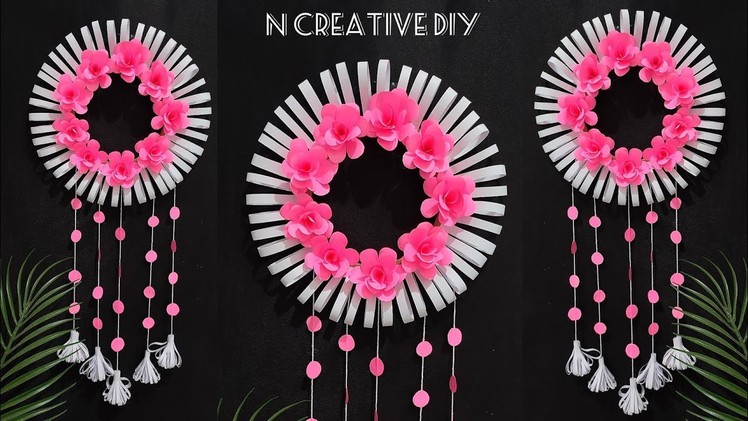 Easy rose paper flower wall hanging | Paper craft for home decor | Wall decor ideas| Diy room decor