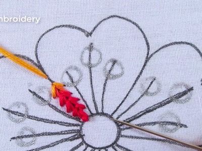 Hand Embroidery Amazing Needle Work Flower Design Fusion Stitch With Easy Following Sewing Tutorial