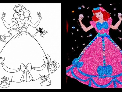 How to make doll dress | Disney Cinderella Cartoon Making | Glitter sheet craft ideas