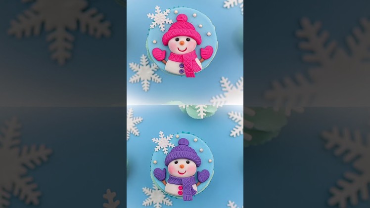 Snowman Cupcake Topper #shorts #cakedecorating #caketutorials #christmascupcakes #sugarart #cupcake