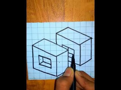 3d optical illusion on graph paper #shorts