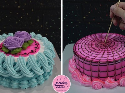 Birthday Cake Decoration With Roses Randomly Matched With Spider Webs