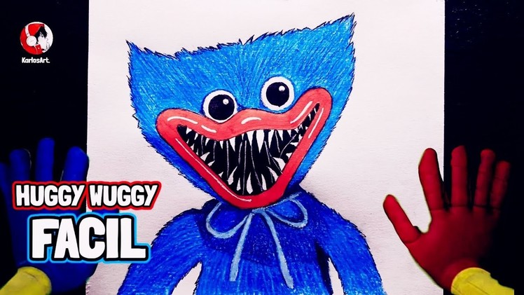 Cómo Dibujar A HUGGY WUGGY | PASO A PASO FACIL A LAPIZ (Poppy PlayTime)| how to draw huggy wuggy