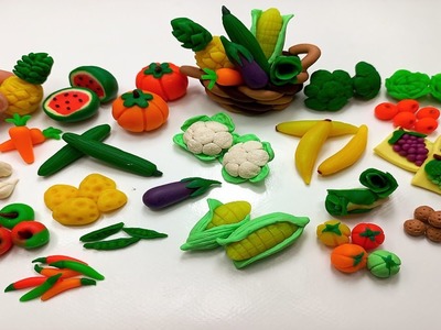 DIY Clay Miniature How To Make Realistic Vegetables and Fruits | Easy Learning Vegetables and Fruits