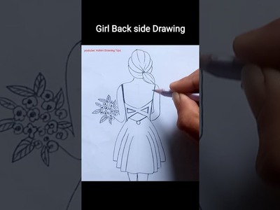 Easy Girl Back Side Drawing ???????????????? | #shorts #drawing #artvideo #girldrawing