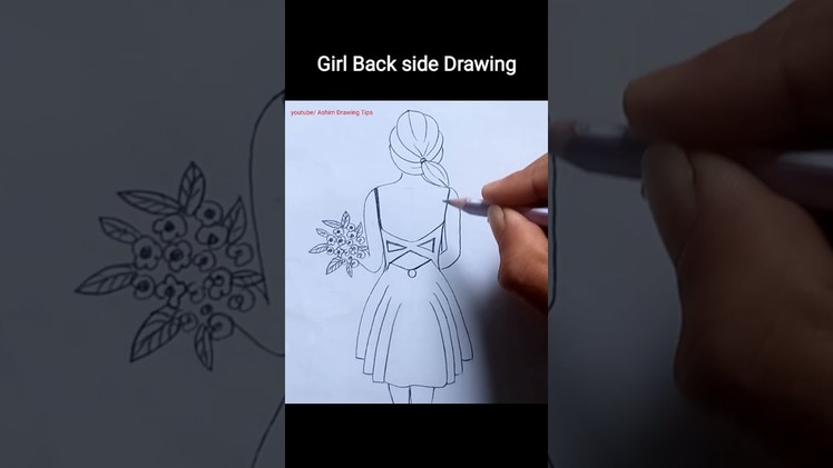 Easy Girl Back Side Drawing ???????????????? | #shorts #drawing #artvideo #girldrawing