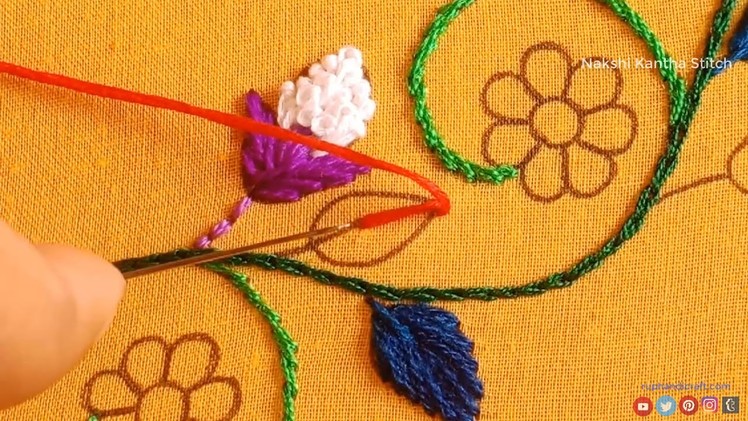 Hand Embroidery.Beautiful Phulkari Borderline Design Tutorial #48, Decorative border stitching class