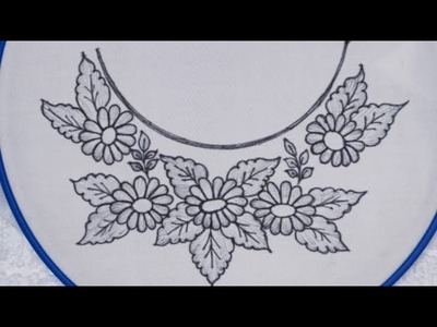 Hand Embroidery Beautiful Neckline Design Using double cast on stitch, Neckline embroidery designs