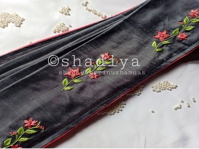 Hand embroidery border design for plain saree|embroidery on plain saree