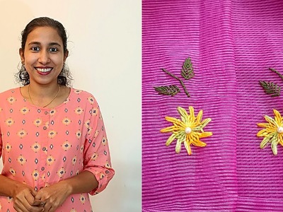 Hand Embroidery Chemanthi Stitch New Design | Embroidery work on fabrics | Malayalam