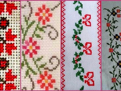 Heart touching Cross Stitch hand embroidery table cloth design very beautiful ideas