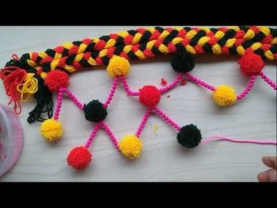 Home Decor Craft | Woolen , Bangles , Thread Spools and cotton ear buds craft | Door hanging