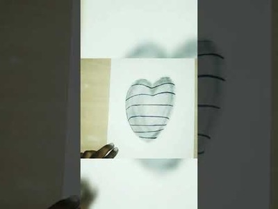 How To Draw 3D Heart On a Line Paper ???? #shorts