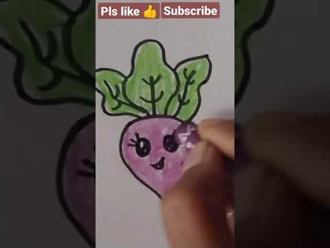 How To Draw A Super Cute Turnip, Easy Drawings #shorts #drawing #