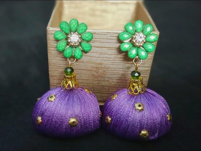 Silk thread jhumka. Beautiful earrings. handmade jewellery.DIY