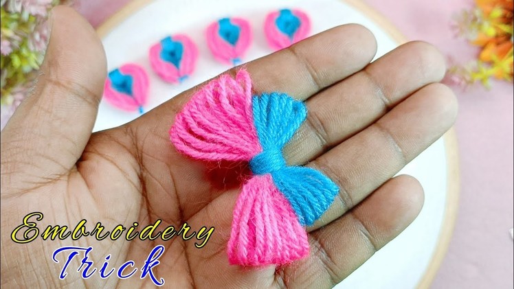 Amazing Craft Ideas with Wool - Hand Embroidery Easy Trick - DIY Woolen Flowers - Sewing Hack