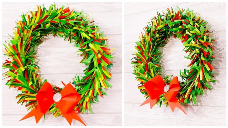 Diy paper wreath for Christmas decorations ideas.how to make.ghirlanda di natale.corona de Navidad