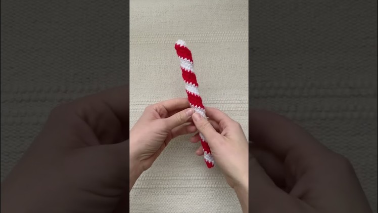 Easy Crochet Candy Cane Ornament | Crocheted Candy Cane Christmas Decor Pattern