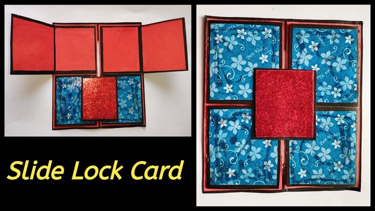 Easy Slide lock Card For Scrapbook || Scrapbook Pages Making Card Ideas || How To Make Slide Card |