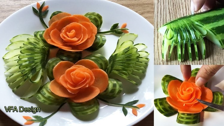 Gorgeous Rose Flowers Made Of Carrot & Cucumber | Carrot Flower