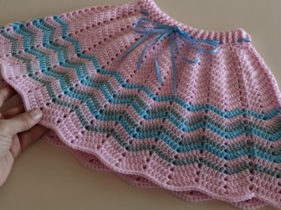 How to Crochet baby skirt - Easy Crochet Knit skirt Pattern For Beginners - Crochet zig zag skirt