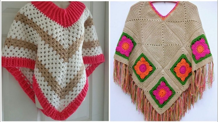 Most wearing and stylish collection of crochet women poncho design.