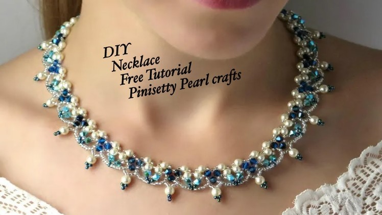Pearl & crystal necklace tutorial.unique wedding necklace set.pearl statement necklace for Christmas