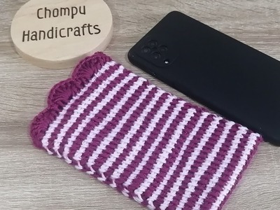 Super easy crochet phone bag - Tunisian Crochet