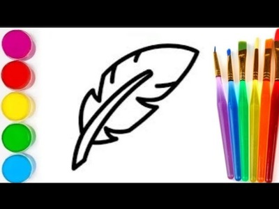 How to draw a feather for kids.Como dibujar una pluma para niños