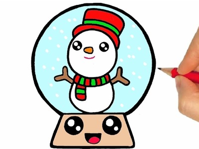 HOW TO DRAW A SNOW GLOBE EASY STEP BY STEP