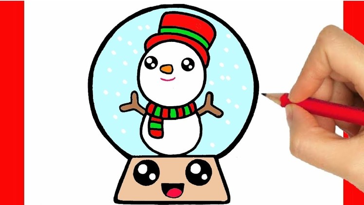 HOW TO DRAW A SNOW GLOBE EASY STEP BY STEP