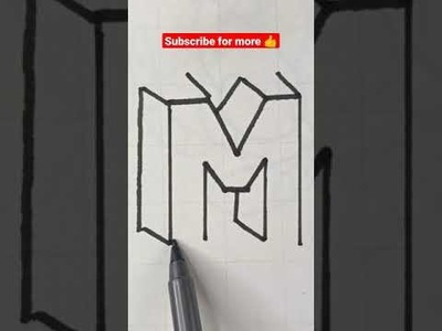 Satisfying 3d drawing letter M #shorts #drawing