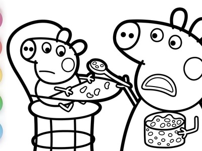 The Baby Piggy ???? Peppa Pig - Cartoons for Kids | Dibuja y Colorea A Peppa Pig y Bebé Alexander
