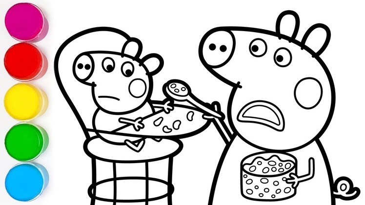 The Baby Piggy ???? Peppa Pig - Cartoons for Kids | Dibuja y Colorea A Peppa Pig y Bebé Alexander