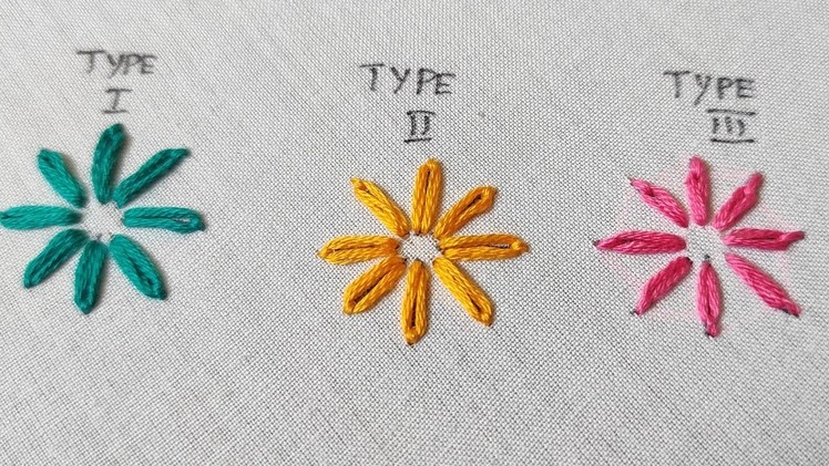 3 Different Ways to make Lazy Daisy Stitch - Hand Embroidery for Beginners