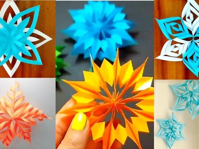 4 Easy Snowflakes.3D Paper Craft for Christmas.Christmas Decoration ideas#Diy#easy#craft