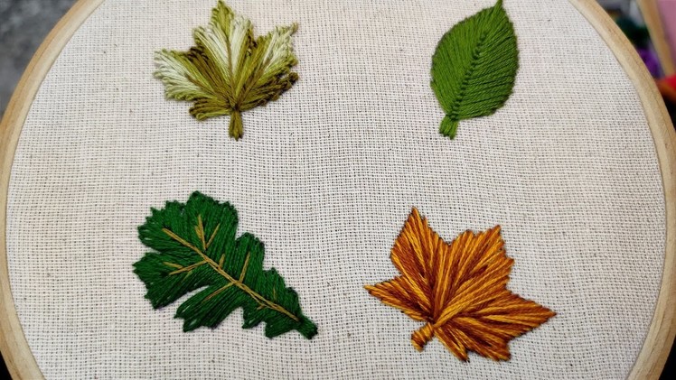 4 type of leaf embroidery tutorial || Hand embroidery for beginners || Let's Explore