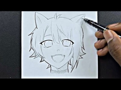 Anime sketch | how to draw fox anime girl step-by-step