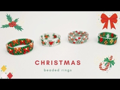 Christmas rings from beadsl Beaded Christmas jewelry tutorial l Christmas beading tutorial????